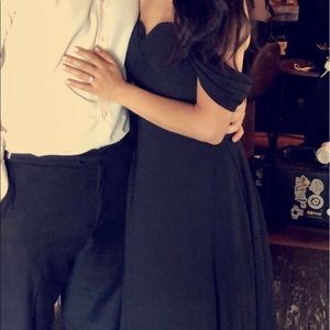 Dresses - Off the shoulder chiffon black bridesmaid dress Dresses - Off the shoulder chiffon black bridesmaid dress
